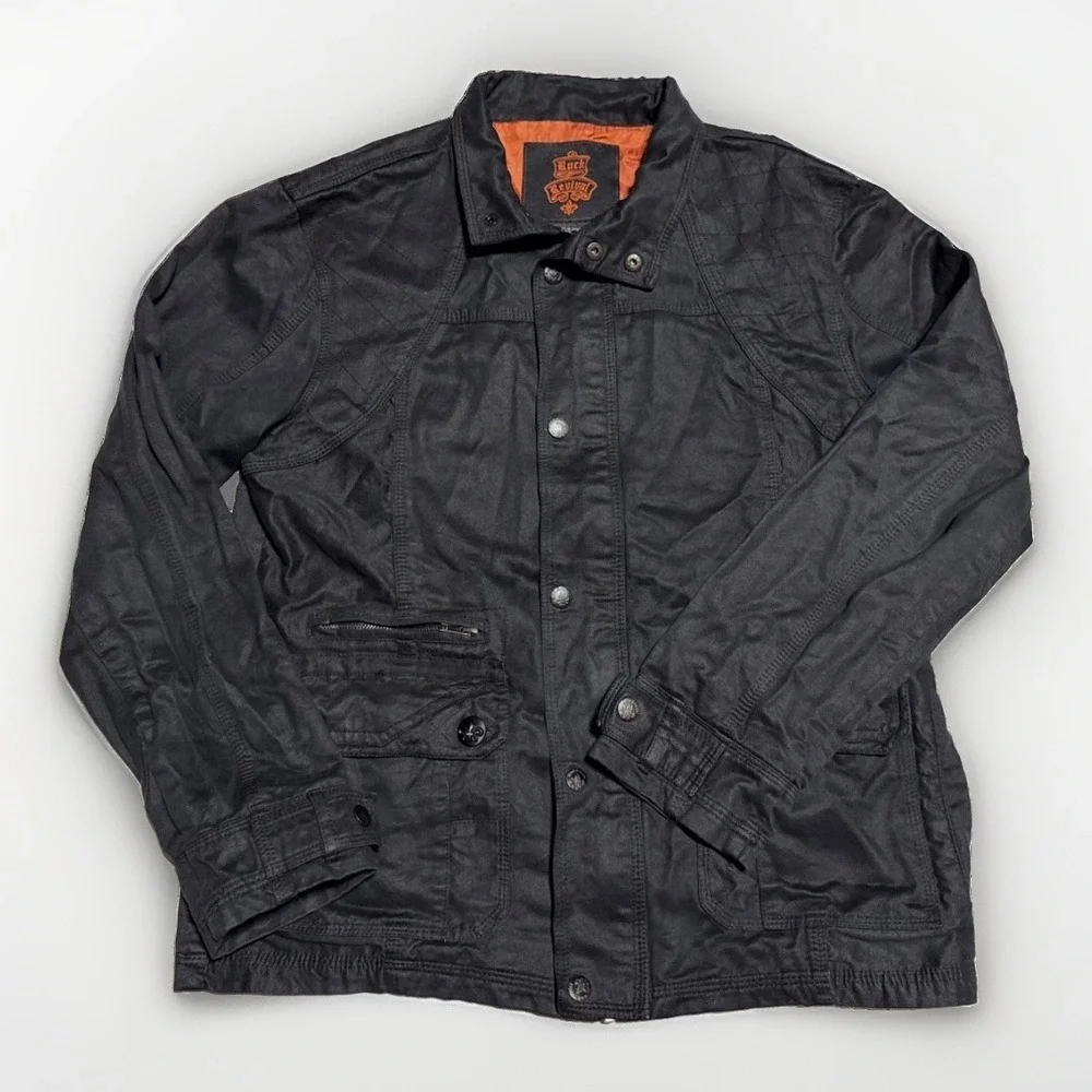 Rock Revival Waxed Moto Field Jacket Men's L Biker Streetwear Style